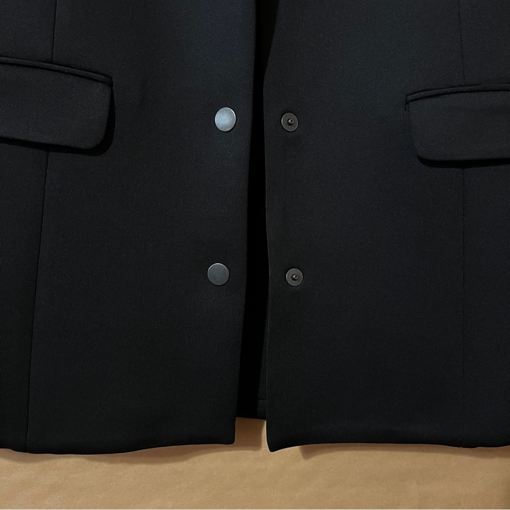 Aday Soft Power Blazer Jacket Scuba Knit Notched Lapel Snap Front Black Size XS - Picture 7 of 14